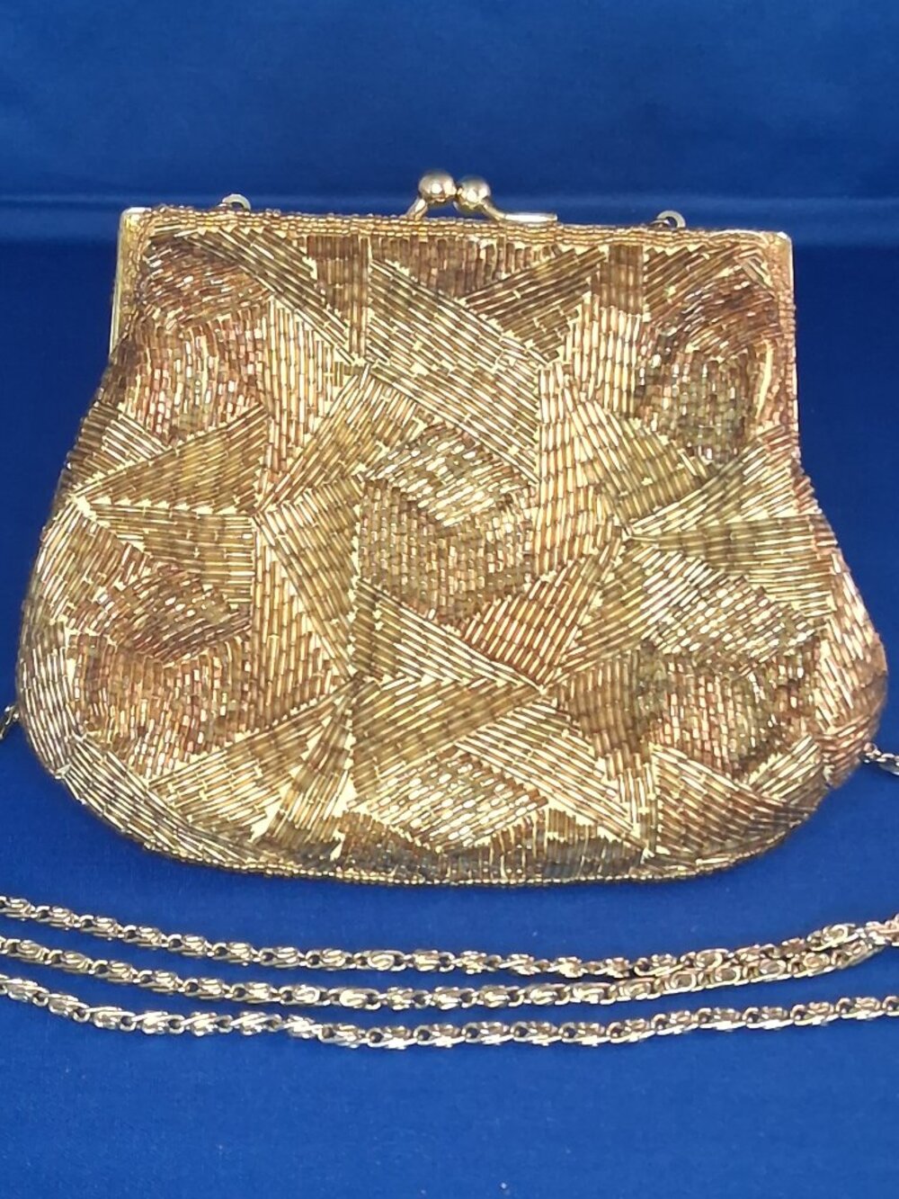Gold Vintage Beaded Evening Clutch Shoulder Bag